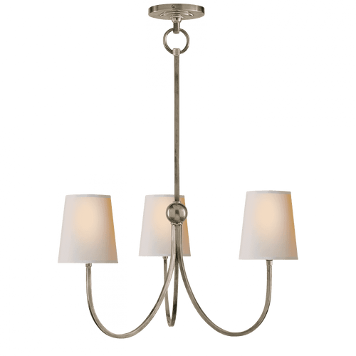 Visual Comfort & Co. Signature Collection Reed Chandelier, 3-Light, Antique Nickel, Natural Paper Shade, 20"W (TOB 5009AN-NP 2CZF7) 