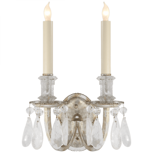 Visual Comfort & Co. Signature Collection Elizabeth Double Wall Sconce, 2-Light, Burnished Silver Leaf, 14.5"H (TOB 2236BSL 2G21Z) 
