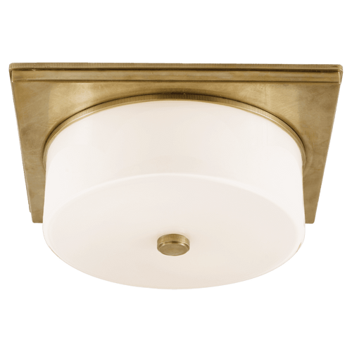 Visual Comfort & Co. Signature Collection Newhouse Flush Mount, 2-Light, Hand-Rubbed Antique Brass, White Glass, 12.25"W (TOB 4216HAB-WG 2JUWU) 