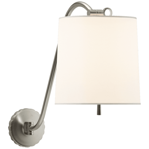 Visual Comfort & Co. Signature Collection Understudy Wall Sconce, 1-Light, Soft Silver, Silk Shade, 18"H (BBL 2010SS-S 2JYU6) 