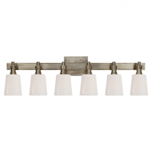 Visual Comfort & Co. Signature Collection Bryant Bath Vanity, 6-Light, Antique Nickel, White Glass, 29"W (TOB 2154AN-WG 2JZUU) 