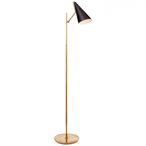 Clemente Floor Lamp, 1-Light, Brass, Black Shade, 59.25"H (ARN 1010HAB-BLK 2K2QH)