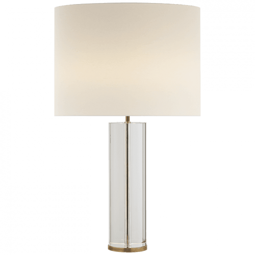 Visual Comfort & Co. Signature Collection Lineham Table Lamp, 2-Light, Crystal, Brass, Linen Shade, 29.5"H (ARN 3024CG/HAB-L 2K3PQ) 