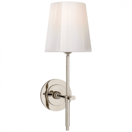Visual Comfort & Co. Signature Collection Bryant Bathroom Wall Sconce, 1-Light, Polished Nickel, White Glass, 14.5"H (TOB 2022PN-WG 2N4AY) 