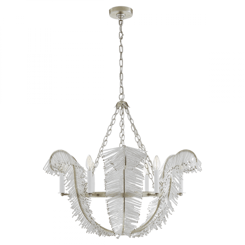 Visual Comfort & Co. Signature Collection Calais Chandelier, 6-Light, Burnished Silver Leaf, 34"W (NW 5051BSL 2N4CC) 