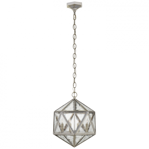 Zeno Pendant, 4-Light, Burnished Silver Leaf, Antique Mirror Shade, 16"W (CHC 5201BSL-AM 2R70X)