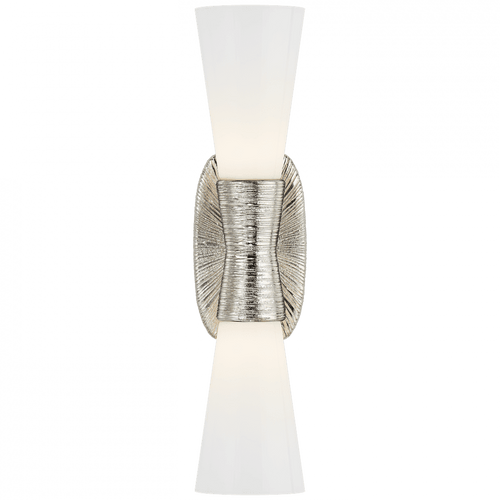Visual Comfort & Co. Signature Collection Utopia Bathroom Wall Sconce, 2-Light, Polished Nickel, White Glass, 18"H (KW 2047PN-WG 2UZVQ) 