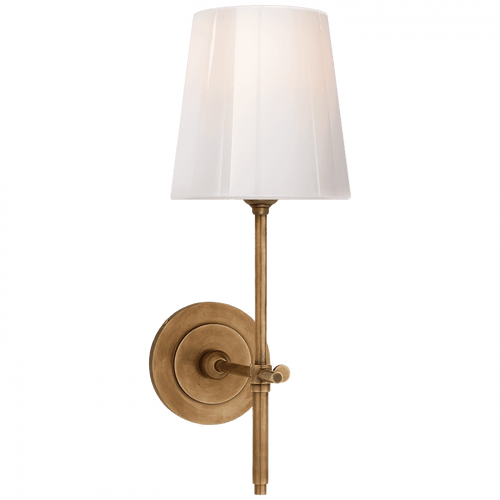 Visual Comfort & Co. Signature Collection Bryant Bathroom Wall Sconce, 1-Light, Hand-Rubbed Antique Brass, White Glass, 14.5"H (TOB 2022HAB-WG 2R437) 