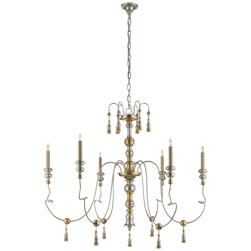 Visual Comfort & Co. Signature Collection Michele Chandelier, 6-Light, French Gild Silver, Gold, 43"W (SK 5004FG 2V0WW) 