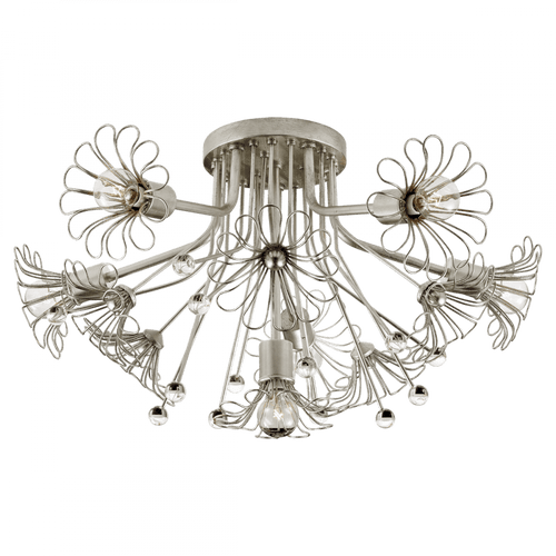 Visual Comfort & Co. Signature Collection Keaton Bouquet Flush Mount, 6-Light, Burnished Silver Leaf, 22.75"W (KS 4311BSL 2V6PX) 