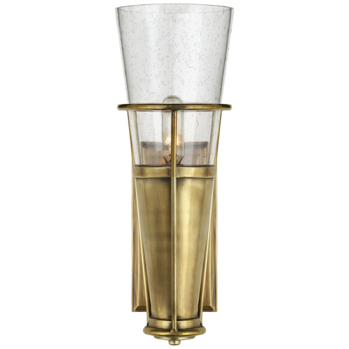 Robinson Bathroom Wall Sconce, 1-Light, Hand-Rubbed Antique Brass, Seeded Glass, 11.25"H (TOB 2751HAB-SG 2V4RN)