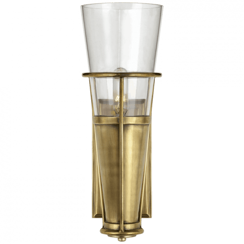 Visual Comfort & Co. Signature Collection Robinson Bathroom Wall Sconce, 1-Light, Hand-Rubbed Antique Brass, Clear Glass, 11.25"H (TOB 2751HAB-CG 2V4RM) 