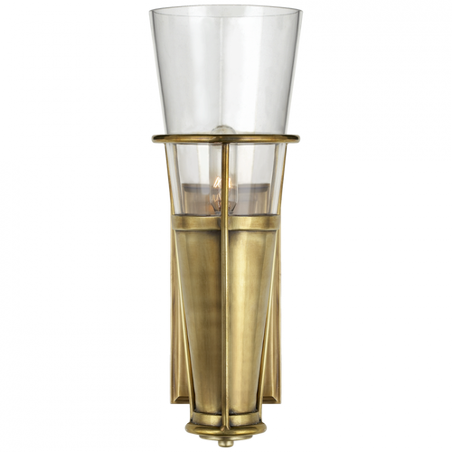 Robinson Bathroom Wall Sconce, 1-Light, Hand-Rubbed Antique Brass, Clear Glass, 11.25"H (TOB 2751HAB-CG 2V4RM)