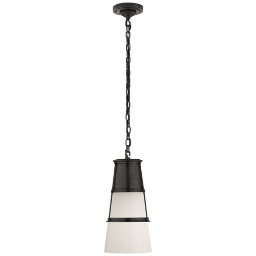 Visual Comfort & Co. Signature Collection Robinson Pendant, 1-Light, Bronze, White Glass, 7.5"W (TOB 5752BZ-WG 2V5P3) 
