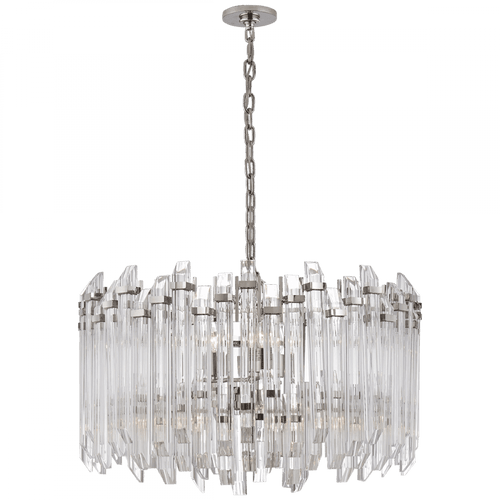 Visual Comfort & Co. Signature Collection Adele Drum Chandelier, 4-Light, Polished Nickel, Clear Acrylic, 28.25"W (SK 5421PN-CA 2V5QD) 
