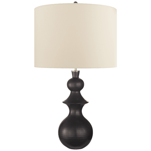 Visual Comfort & Co. Signature Collection Saxon Table Lamp, 1-Light, Metallic Black, Cream Linen Shade, 37.75"H (KS 3617MTB-L CHPMJ) 