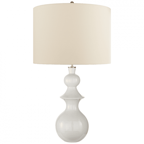 Visual Comfort & Co. Signature Collection Saxon Table Lamp, 1-Light, New White, Cream Linen Shade, 37.75"H (KS 3617NWT-L CHTJC) 