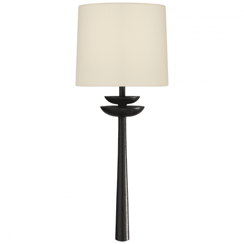 Visual Comfort & Co. Signature Collection Beaumont Tail Wall Sconce, 1-Light, Aged Iron, Linen Shade, 19"H (ARN 2301AI-L CHTJN) 