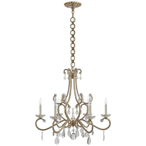 Montmartre Chandelier, 6-Light, Hand-Rubbed Antique Brass, 30"W (ARN 5129HAB-CG CHUFL)