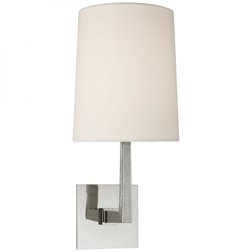 Visual Comfort & Co. Signature Collection Ojai Wall Sconce, 1-Light, Polished Nickel, Linen Shade, 16.5"H (BBL 2082PN-L CHUFW) 