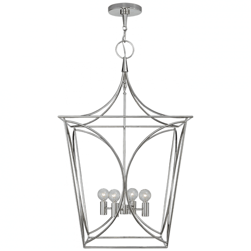Visual Comfort & Co. Signature Collection Cavanagh Lantern Pendant, 4-Light, Polished Nickel, 19"W (KS 5145PN CHVF8) 