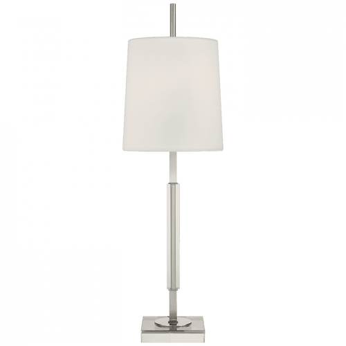 Visual Comfort & Co. Signature Collection Lexington Table Lamp, 1-Light, Polished Nickel, Crystal, Linen Square Shade, 31.75"H (TOB 3627PN/CG-L CHXFP) 
