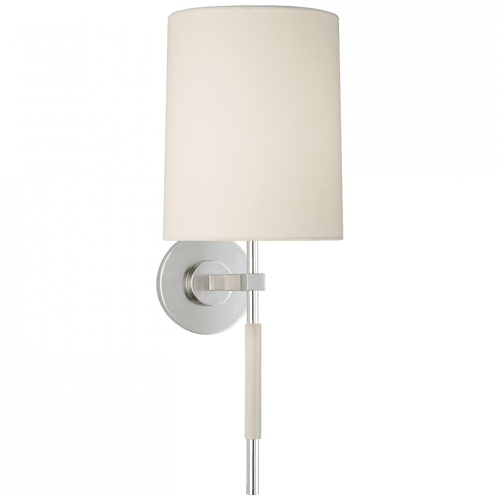 Visual Comfort & Co. Signature Collection Clout Tail Wall Sconce, 1-Light, Soft Silver, Linen Shade, 19.25"H (BBL 2130SS-L CHZD7) 