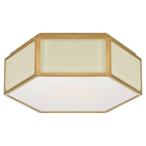 Visual Comfort & Co. Signature Collection Bradford Flush Mount, 2-Light, Hexagonal, Cream, Soft Brass, Frosted Glass, 13"W (KS 4120CRE/SB-FG CLR8H) 