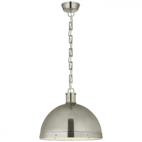 Visual Comfort & Co. Signature Collection Hicks Extra Large Pendant, 2-Light, Antique Nickel, Frosted Acrylic Shade, 13.75"H (TOB 5071AN CLV75) 
