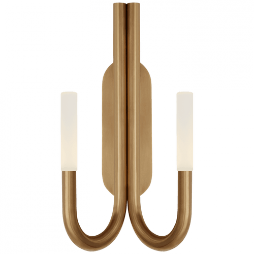 Visual Comfort & Co. Signature Collection Rousseau Double Wall Sconce, 1-Light, LED, Antique-Burnished Brass, Etched Crystal Shade, 20.25"H (KW 2283AB-EC CLW6D) 