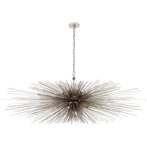 Visual Comfort & Co. Signature Collection Strada Linear Chandelier, 16-Light, Burnished Silver Leaf, 60"W (KW 5182BSL CLX3A) 
