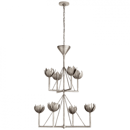 Visual Comfort & Co. Signature Collection Alberto Chandelier, 8-Light, Burnished Silver Leaf, 35.5"W (JN 5005BSL CLY23) 
