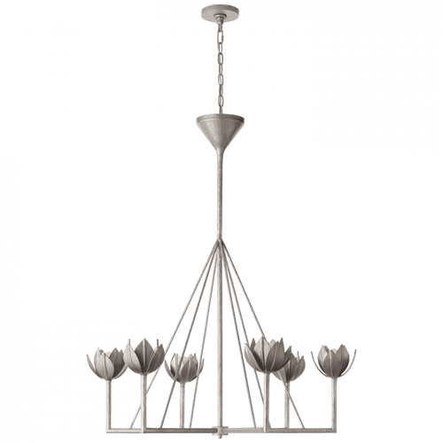 Visual Comfort & Co. Signature Collection Alberto Chandelier, 6-Light, Burnished Silver Leaf, 40"W (JN 5004BSL CM12P) 