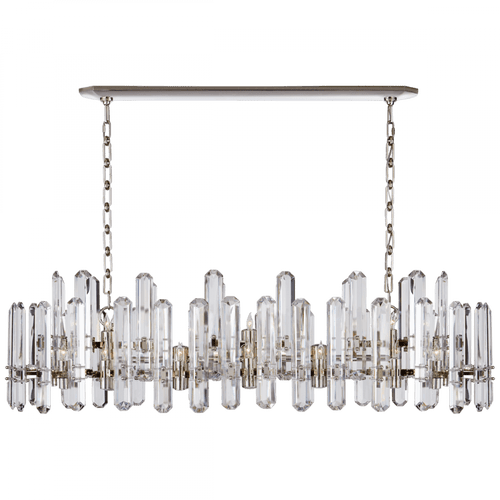 Visual Comfort & Co. Signature Collection Bonnington Linear Chandelier, 24-Light, Polished Nickel, 55"W (ARN 5127PN-CG CLY47) 
