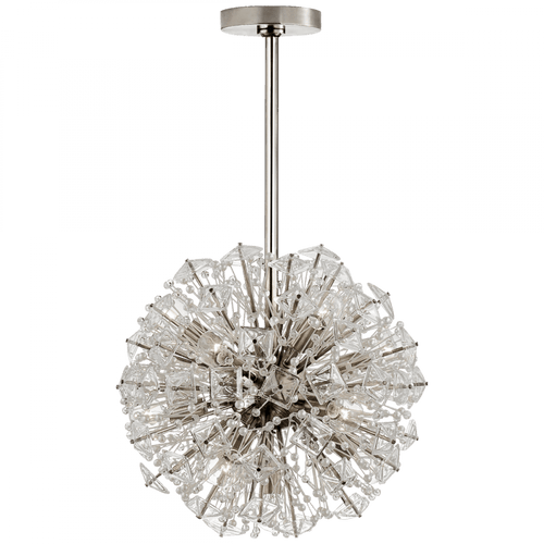 Visual Comfort & Co. Signature Collection Dickinson Small Chandelier, 13-Light, Polished Nickel, 17"W (KS 5004PN-CG CLY56) 