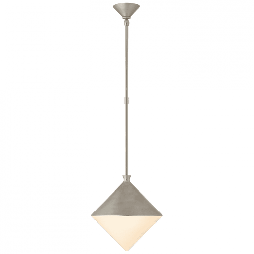 Visual Comfort & Co. Signature Collection Sarnen Pendant, 1-Light, Burnished Silver Leaf, White Glass, 13.25"W (ARN 5355BSL-WG CPXTP) 