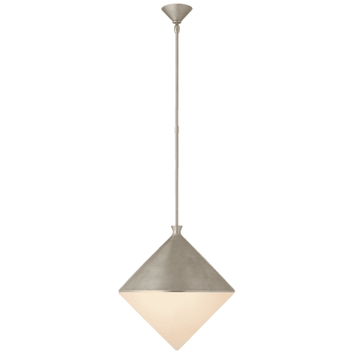 Visual Comfort & Co. Signature Collection Sarnen Pendant, 1-Light, Burnished Silver Leaf, White Glass, 18.25"W (ARN 5357BSL-WG CPXTY) 