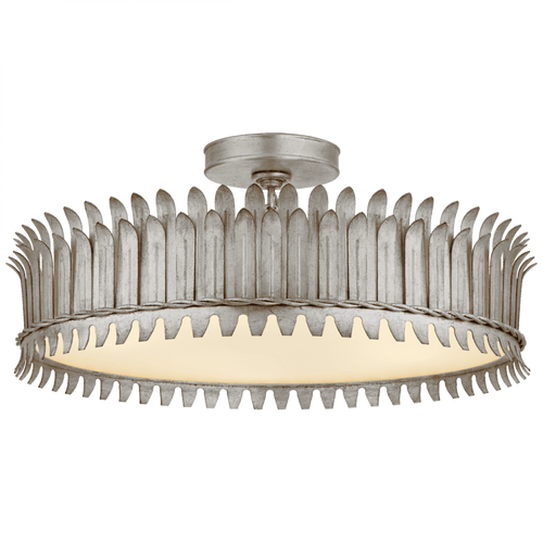 Visual Comfort & Co. Signature Collection Leslie Semi-Flush, 5-Light, Burnished Silver Leaf, Frosted Glass, 20.75"W (SK 4207BSL CPXV3) 