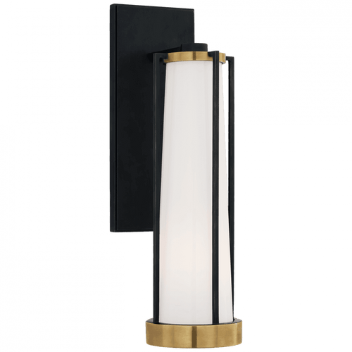 Visual Comfort & Co. Signature Collection Calix Wall Sconce, 1-Light, Bracketed, Bronze, Brass, White Glass, 16"H (TOB 2275BZ/HAB-WG CPYQW) 