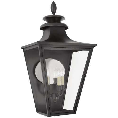 Visual Comfort & Co. Signature Collection Albermarle 3/4 Outdoor Wall Lantern, 3-Light, Blackened Copper, Clear Glass, 33.75"H (CHO 2416BC-CG CQ1QX) 
