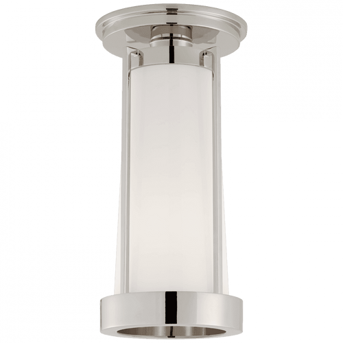 Visual Comfort & Co. Signature Collection Calix Flush Mount, 1-Light, Polished Nickel, White Glass, 5.25"W (TOB 4275PN-WG CPYTZ) 