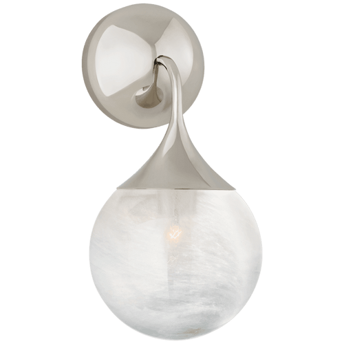 Visual Comfort & Co. Signature Collection Cristol Wall Sconce, 1-Light, Polished Nickel, White Glass, 12"H (ARN 2404PN-WG CQ2PA) 