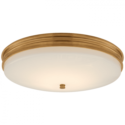 Visual Comfort & Co. Signature Collection Launceton Flush Mount, LED, Antique Burnished Brass, White Glass, 16.75"W (CHC 4603AB-WG CPZRU) 