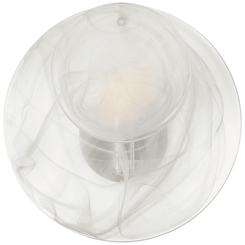 Visual Comfort & Co. Signature Collection Loire Wall Sconce, 1-Light, Polished Nickel, White Strie Glass, 12"H (ARN 2455PN-WSG CPWTG) 