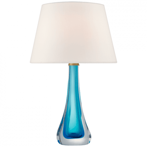 Visual Comfort & Co. Signature Collection Christa Table Lamp, 1-Light, Cerulean Blue Glass, Linen Shade, 29.5"H (JN 3711CEB-L CPWUF) 