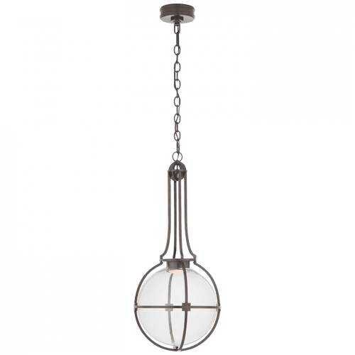 Visual Comfort & Co. Signature Collection Gracie Pendant, Globe, LED, Bronze, Clear Glass, 13"W (CHC 5478BZ-CG CQ0R2) 