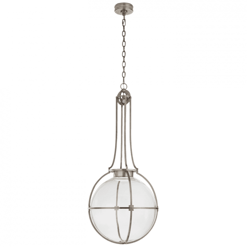 Visual Comfort & Co. Signature Collection Gracie Pendant, Globe, LED, Antique Nickel, Clear Glass, 19.25"W (CHC 5479AN-CG CQ0R5) 