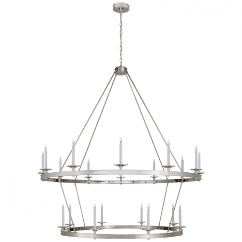 Visual Comfort & Co. Signature Collection Launceton Chandelier, 20-Light, Polished Nickel, 63.5"W (CHC 1609PN CTWKT) 