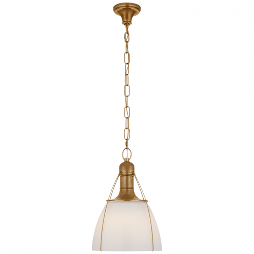Prestwick Pendant, 1-Light, Antique Burnished Brass, White Glass, 14"W (CHC 5475AB-WG CQ0RR)