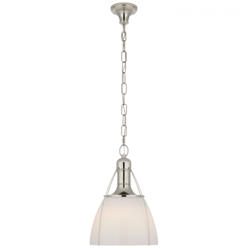 Prestwick Pendant, 1-Light, Polished Nickel, White Glass, 14"W (CHC 5475PN-WG CQ0RY)